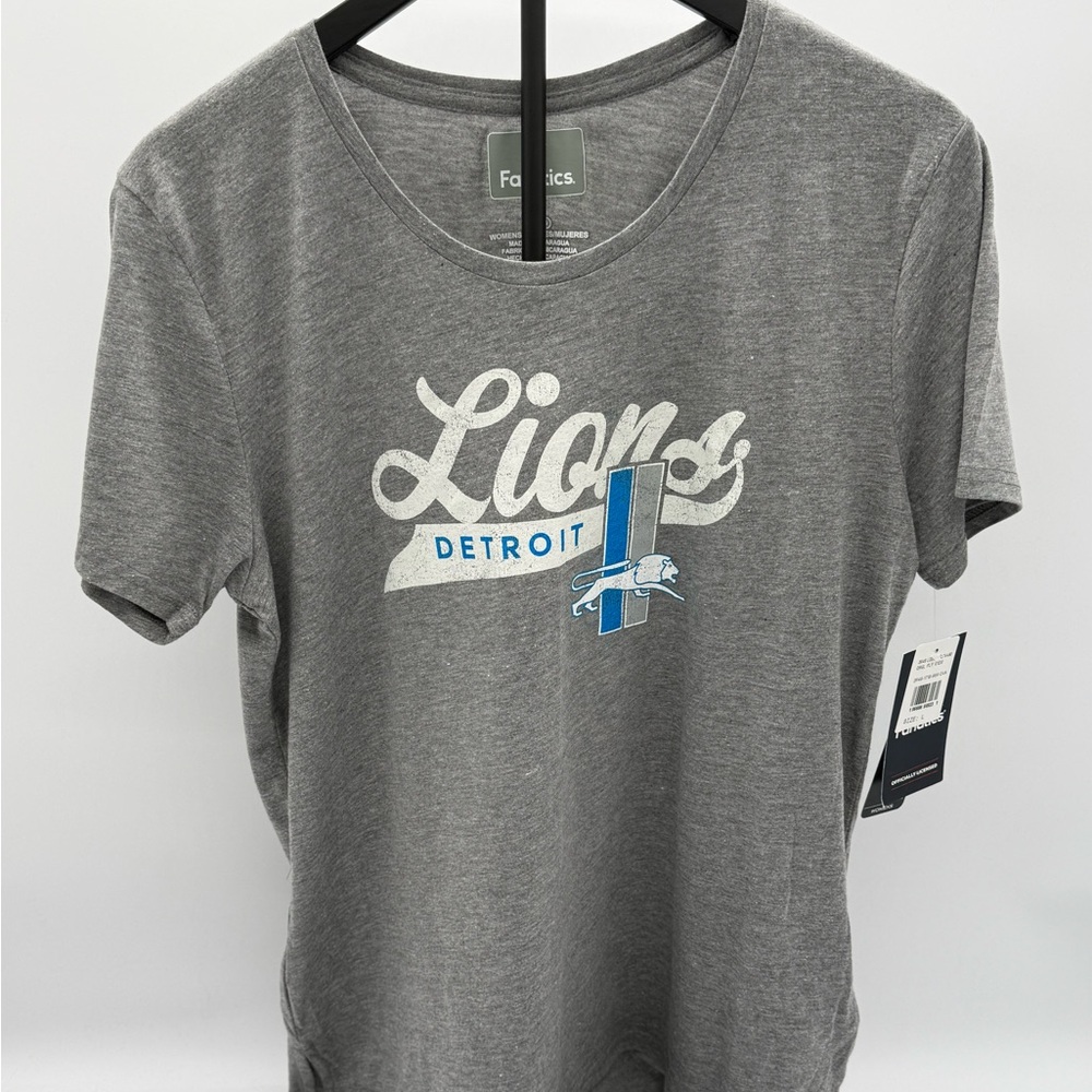 Detroit Lions Fanatics Womens Large Gray NFL T Shirt NWT